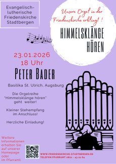 Orgelreihe mit Peter Bader am 23.01.2026